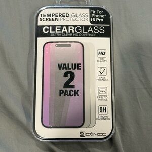 Tempered Glass Screen Protector for iPhone 16 Pro - 2 Pack